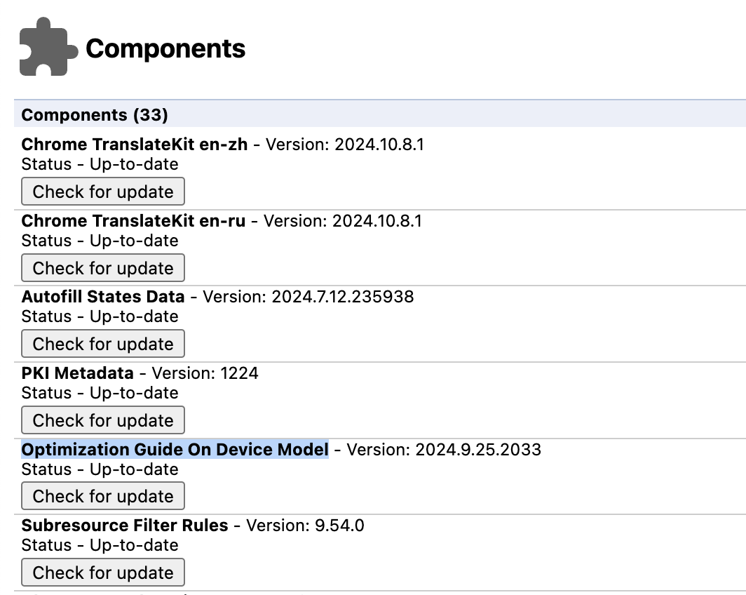 Chrome components